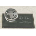 Glass Clear World Globe Award w/ Marble Base (3")